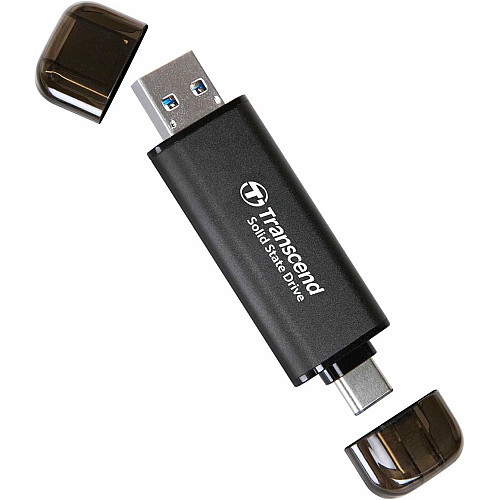 Портативный SSD Transcend 2TB USB 3.1 Gen 2 Type-A + Type-C ESD310 Черный