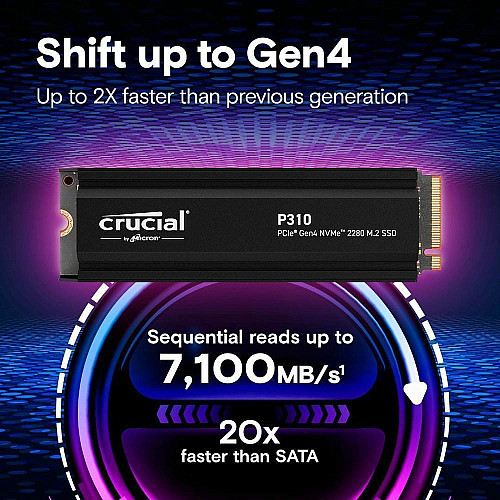 Накопичувач SSD Crucial M.2 1TB PCIe 4.0 P310 + радіатор