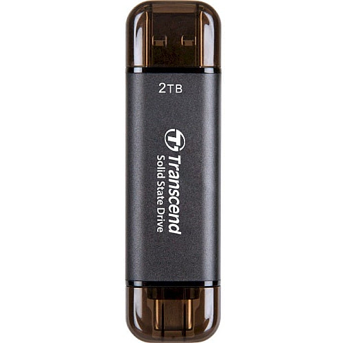 Портативный SSD Transcend 2TB USB 3.1 Gen 2 Type-A + Type-C ESD310 Черный