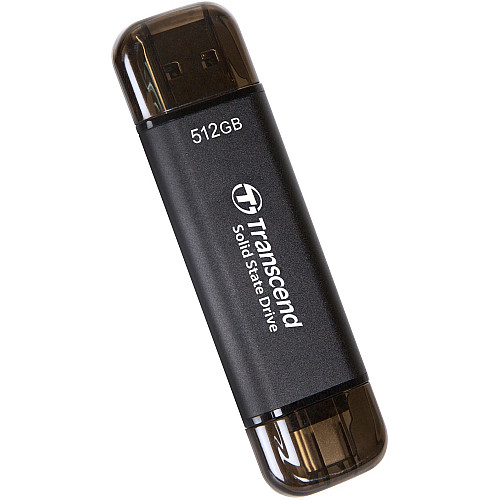 Портативний SSD Transcend  512GB USB 3.1 Gen 2 Type-A + Type-C ESD310 Чорний