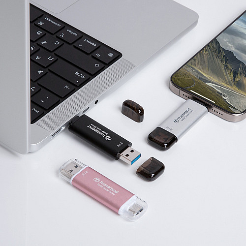 Портативний SSD Transcend  512GB USB 3.1 Gen 2 Type-A + Type-C ESD310 Чорний
