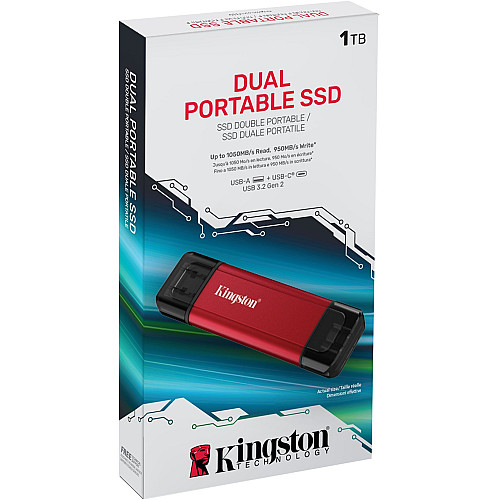 Портативний SSD Kingston 1TB USB 3.2 Gen 2 Dual USB-A R1050/W950MB/s