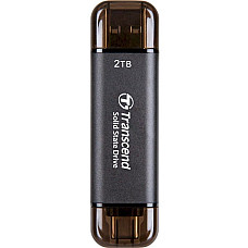 Портативний SSD Transcend 2TB USB 3.1 Gen 2 Type-A + Type-C ESD310 Чорний