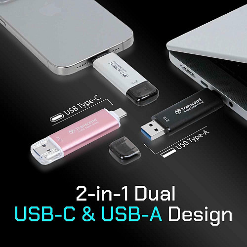 Портативный SSD Transcend 2TB USB 3.1 Gen 2 Type-A + Type-C ESD310 Черный