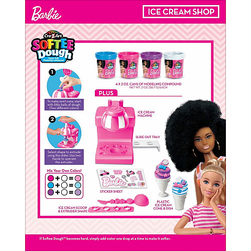 Тесто для лепки Cra-Z-Art Barbie Магазин мороженого с формами, набор 8ед