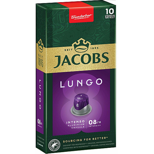 Кава Jacobs  капсули, Lungo Intenso, купаж арабіка/робуста, 10шт, Nespresso