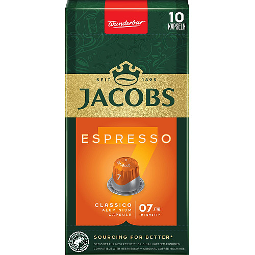 Кава Jacobs  капсули, Espresso Classico, купаж арабіка/робуста, 10шт, Nespresso