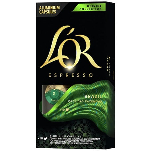 Кава L`OR капсули, Espresso Brazil Origins Collection, арабіка, 10шт, Nespresso