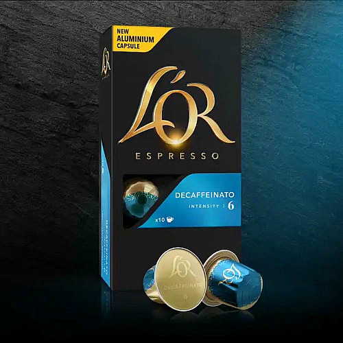 Кофе L`OR капсулы, Espresso Decaffeinato, арабика, 10шт, Nespresso, без кофеина