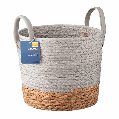 Кошик ARDESTO Minimalism 23х23х19см, паперовий шпагат, рогожка, сірий