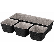 Набір контейнерів ARDESTO Prestigio 4 предмети, 38.5x13.5x9cm/12x12x8.5см, фетр, сірий