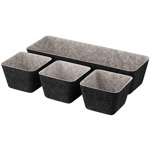 Набор контейнеров ARDESTO Prestigio 4 предмета, 38.5x13.5x9cm/12x12x8.5см, фетр, серый