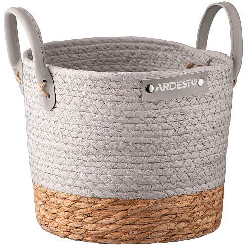 Кошик ARDESTO Minimalism 23х23х19см, паперовий шпагат, рогожка, сірий