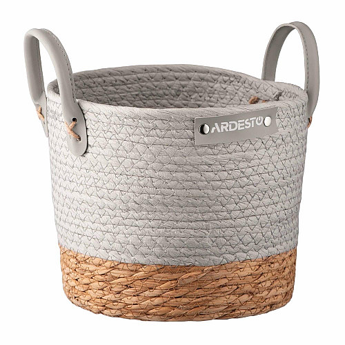 Кошик ARDESTO Minimalism 23х23х19см, паперовий шпагат, рогожка, сірий