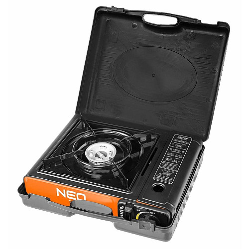 Плитка газова портативна Neo Tools, 2.1кВт, п’єзорозпал, 150г/год, кейс