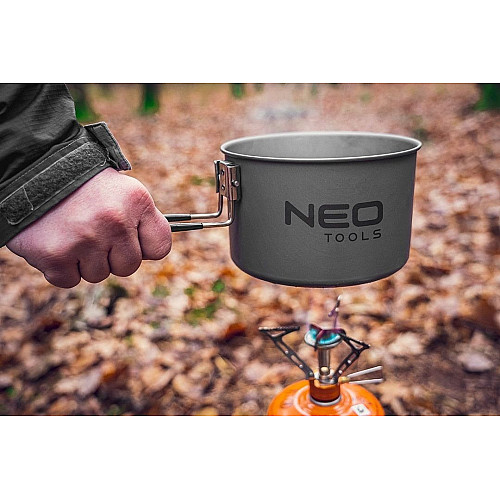 Набор туристической посуды Neo Tools, 3в1, чайник, кастрюля, сковорода, складные ручки, сертификат LFGB, 0.616кг