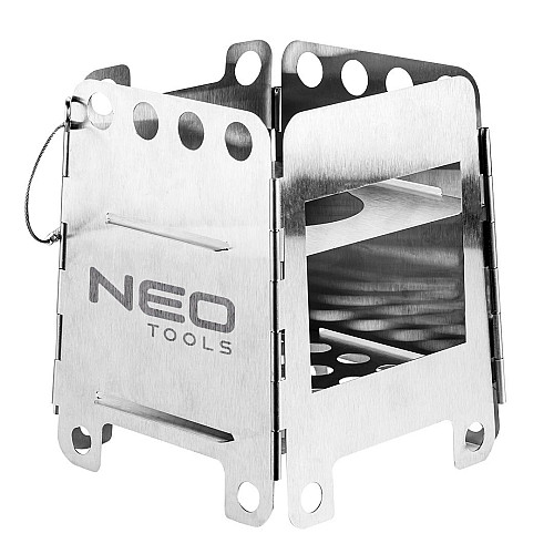 Плита туристична Neo Tools, нержавіюча сталь, висота 16см, з'єднання за допомогою одного штифта, 0.37кг