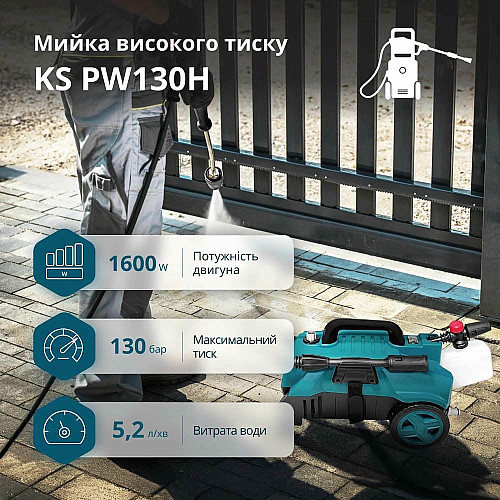 Мойка высокого давления Konner&Sohnen KS 1600Вт 90-130бар 312л/ч шланг 7м 6.1кг