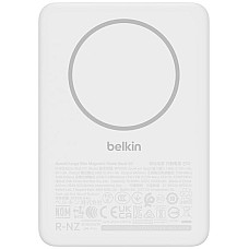 Акумулятор портативний літій-іонний Power Bank Belkin 5000мА·год, Slim Magnetic, білий