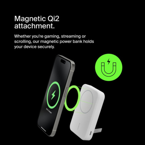 Акумулятор портативний літій-іонний Power Bank Belkin 10000мА·год, 15Вт, Magnetic Qi2, білий