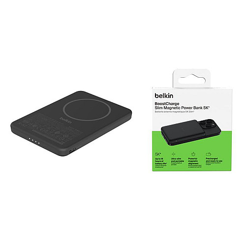 Акумулятор портативний літій-іонний Power Bank Belkin 5000мА·год, Slim Magnetic, чорний