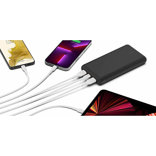 Акумулятор портативний літій-іонний Power Bank Belkin 20000мА·год, 15Вт, 2хUSB-A/USB-C, чорний