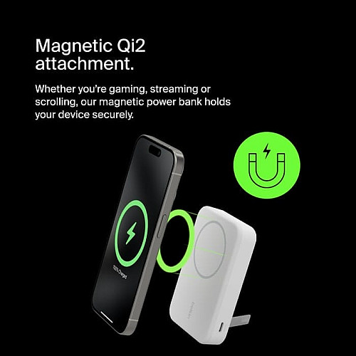 Аккумулятор портативный литий-ионный Power Bank Belkin 8000мА·ч, 15Вт, Magnetic Qi2, белый