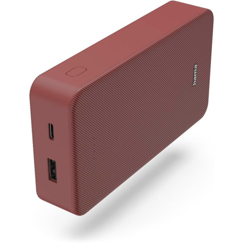 Акумулятор портативний літій-іонний Power Bank Hama 20000 мА·год, USB-C/USB-A, red