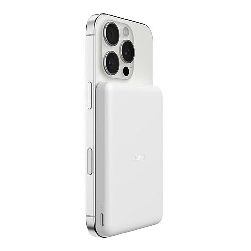 Акумулятор портативний літій-іонний Power Bank Belkin 5000мА·год, Slim Magnetic, білий