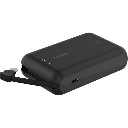 Акумулятор портативний літій-іонний Power Bank Belkin 10000мА·год, 20Вт, з інтегрованим кабелем USB-C, чорний