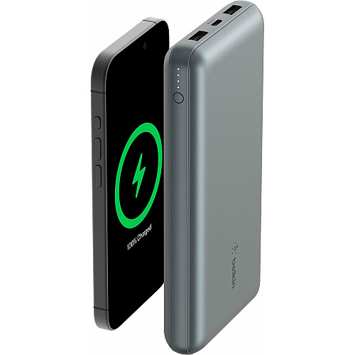 Акумулятор портативний літій-іонний Power Bank Belkin 10000мА·год, 15Вт, 2хUSB-A/USB-C, cірий