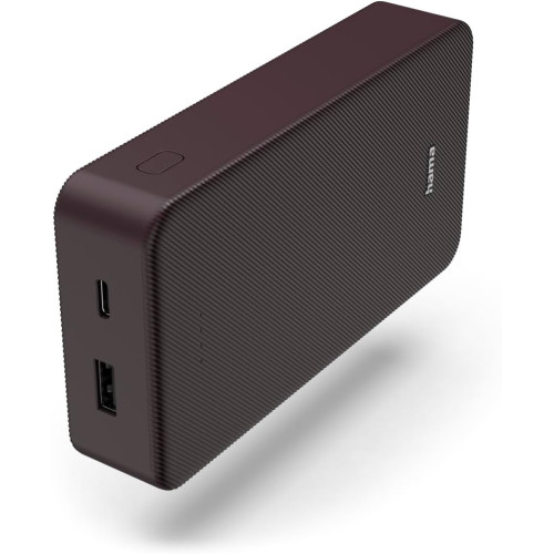 Акумулятор портативний літій-іонний Power Bank Hama 20000 мА·год, USB-C/USB-A, plum