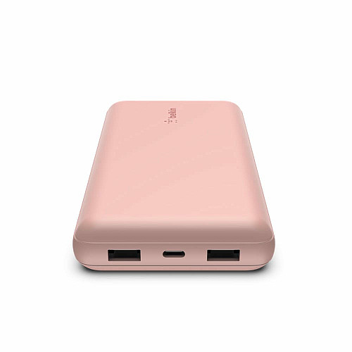 Аккумулятор портативный литий-ионный Power Bank Belkin 20000мА·ч, 15Вт, 2хUSB-A/USB-C, розовый