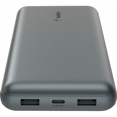 Акумулятор портативний літій-іонний Power Bank Belkin 10000мА·год, 15Вт, 2хUSB-A/USB-C, cірий
