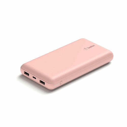 Аккумулятор портативный литий-ионный Power Bank Belkin 20000мА·ч, 15Вт, 2хUSB-A/USB-C, розовый