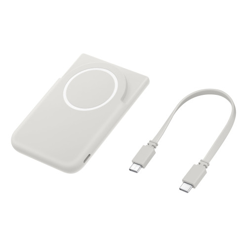 Акумулятор портативний літій-іонний Samsung Magnet Wireless Battery Pack 5000мА•год, 20Вт PD/Qi2 15Вт, сірий світлий