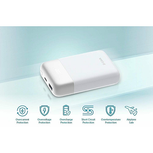 Аккумулятор портативный литий-ионный Power Bank D-Link 10000мА*ч 18Вт 1xUSB-A, 1xUSB-C, белый