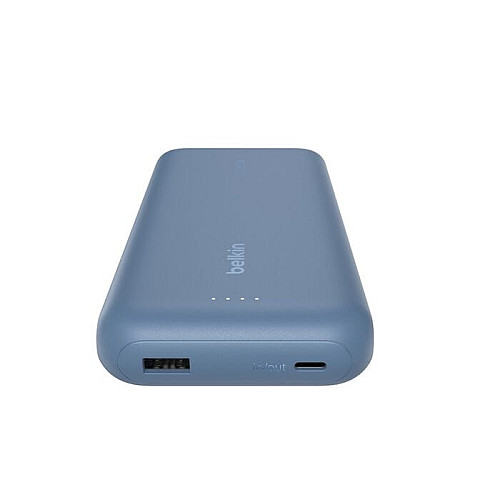 Аккумулятор портативный литий-ионный Power Bank Belkin 20000мА·ч, 30Вт, с интегрированным кабелем USB-C, синий