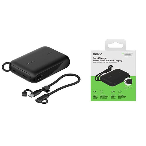 Акумулятор портативний літій-іонний Power Bank Belkin 10000мА·год, 20Вт, з дисплеєм, чорний