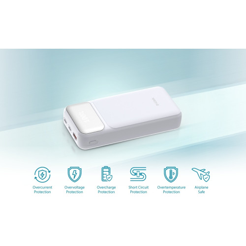 Акумулятор портативний літій-іонний Power Bank D-Link 20000мА*год, 65Вт PD 3.0, QC 3.0, 2xUSB-C, 1xUSB-A з дисплеєм, білий