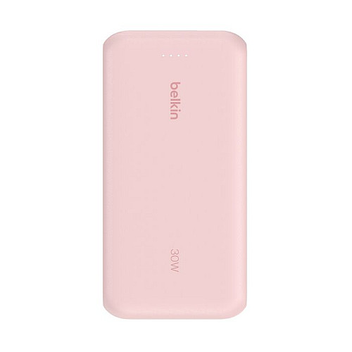 Акумулятор портативний літій-іонний Power Bank Belkin 20000мА·год, 30Вт, з інтегрованим кабелем USB-C, рожевий