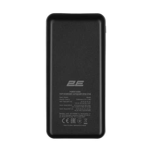 Акумулятор портативний літій-іонний Power Bank 2E 30000мА·год, 65Вт, PD, QC, чорний