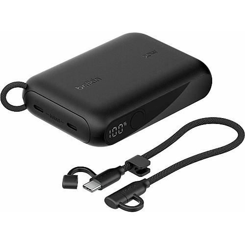 Акумулятор портативний літій-іонний Power Bank Belkin 10000мА·год, 20Вт, з дисплеєм, чорний