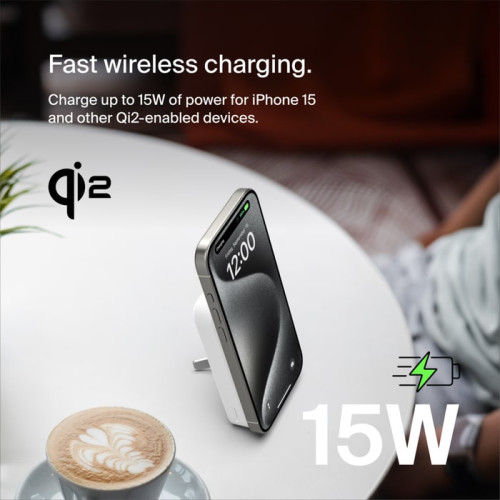 Акумулятор портативний літій-іонний Power Bank Belkin 10000мА·год, 15Вт, Magnetic Qi2, білий