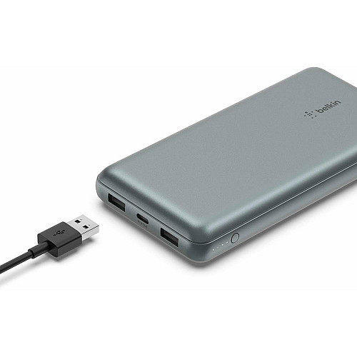 Акумулятор портативний літій-іонний Power Bank Belkin 10000мА·год, 15Вт, 2хUSB-A/USB-C, cірий