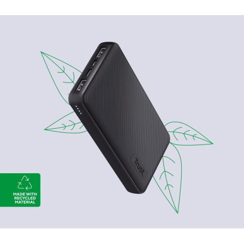 Акумулятор портативний літій-іонний power bank Trust Primo ECO, 20000мА·год, 2хUSB-A/USB-C, 15W, чорний