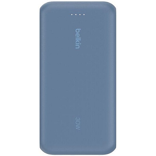 Аккумулятор портативный литий-ионный Power Bank Belkin 20000мА·ч, 30Вт, с интегрированным кабелем USB-C, синий