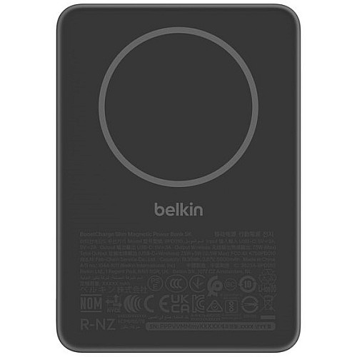 Акумулятор портативний літій-іонний Power Bank Belkin 5000мА·год, Slim Magnetic, чорний