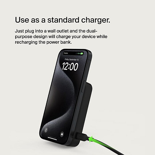 Акумулятор портативний літій-іонний Power Bank Belkin 10000мА·год, 15Вт, Magnetic Qi2, чорний