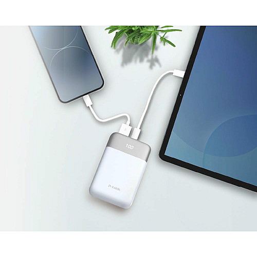 Аккумулятор портативный литий-ионный Power Bank D-Link 10000мА*ч 18Вт 1xUSB-A, 1xUSB-C, белый